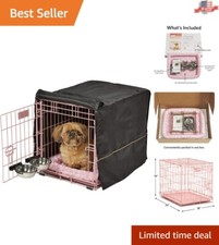 Complete 24-Inch Pink Dog Crate Starter Kit for Small Breeds - Cozy  Convenient