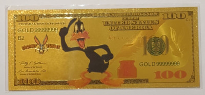 24k Gold Foil Plated Daffy Duck Looney Tunes Banknote Warner Bros. Collectible