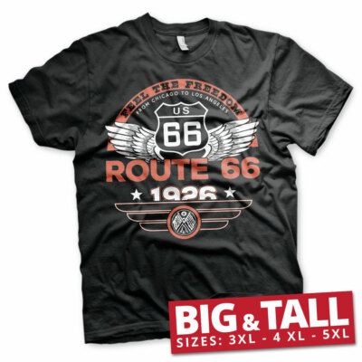 Officially Licensed Route 66 - Feel The Freedom BIG & TALL 3XL, 4XL, 5XL T-Shirt
