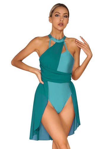 Women Ballet Gymnastics Costume Skirted Dance Dress Lyrical Dresses Chiffon - Bild 5 von 90