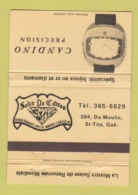Matchbook Cover - Candino Precision Jewelry St Tite QC YELLOW WEAR 40 Strike