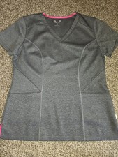 Smitten Womens Medical Scrub Top Gray Medium Super Stretchy