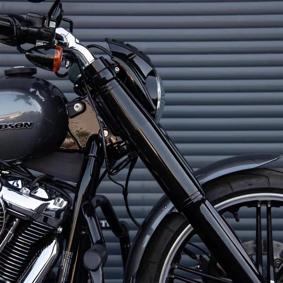 Funda protectora de horquilla cubierta de amortiguador de una pieza para Harley Breakout Softail Foto 4 de 4