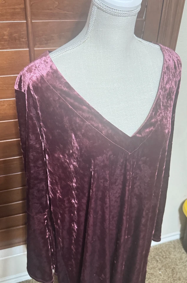 A.N.A. Vestido Terciopelo Manga Campana Talla XL Ciruela Rosa Columpio Fiesta Bruja Boho Gótico Foto 2 de 4