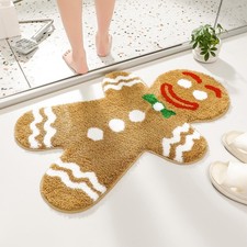 Gingerbread Bath Mat Cute Soft Fun Water Absorbent NonSlip Washable Decor