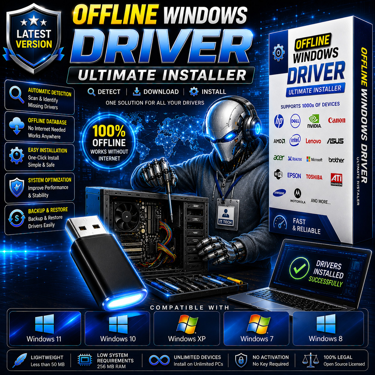Offline Driver Installer 2026 Automatic Driver Update Repair Utility Windows PC
