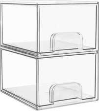 2 Pack Small Clear Stackable Storage Drawers for Desk, Countertop  Hair