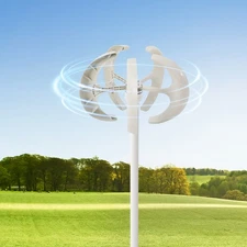 600W DC 24V 5-Blade Lantern Wind Turbine Generator Vertical Axis Wind Power USA