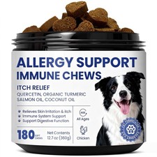 Dog Allergy Relief Chews for Hotspots, Dry Skin  Itchy Skin, 180ct