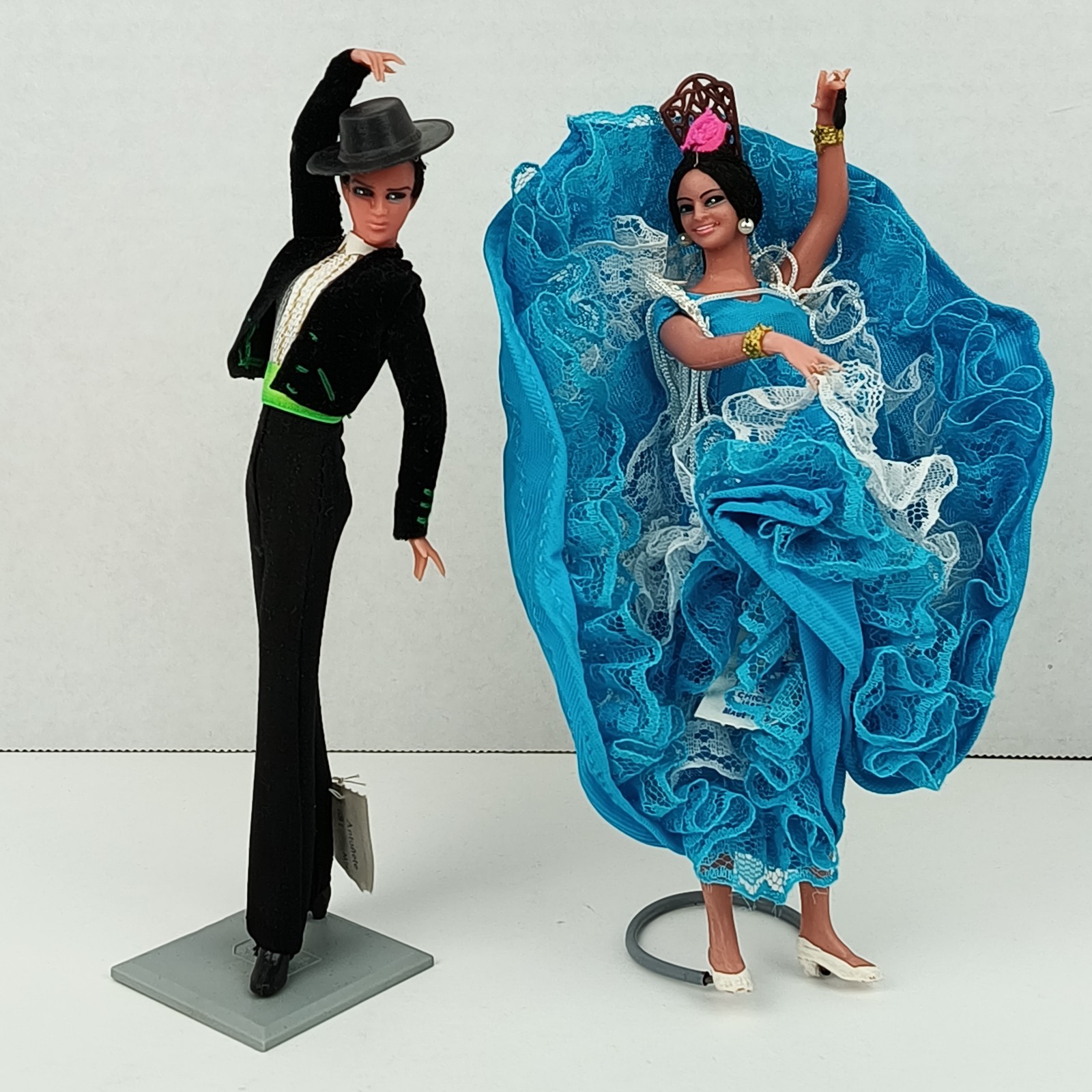 Muñecas Pareja Baile Flamenco Chiclana Españolas Marín Años 70 De Colección 7-7.5 Pulgadas