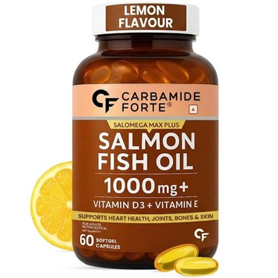 Salmon Fish Oil Omega3 Capsules Supplement with EPA, DHA, Vitamin D3 & Vitamin E
