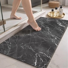 Color Geometry Marble Bathroom Rugs Bath Mat Black