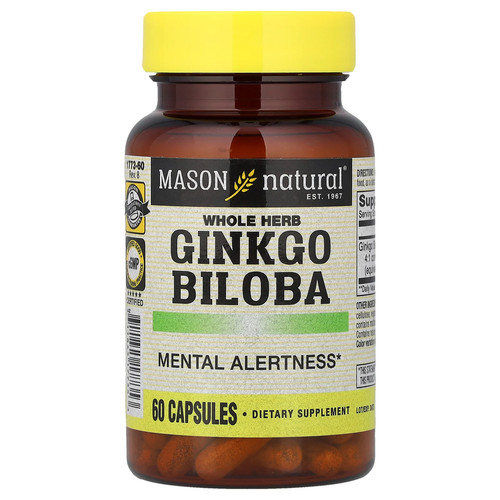 Whole Herb Ginkgo Biloba, 60 Capsules (125 mg per Capsule)