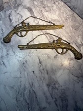 Brass Flintlock dueling PistolsPair Vintage 1960's Antique StyleWall Hanging