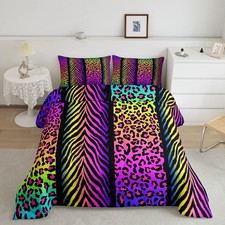 Colorful Leopard Comforter Set Queen Size Kids Zebra Comforter Set for Boys T...