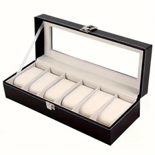 6 Slots Watch Box PU Leather Watch Case Jewelry Storage Watch Display Case Gift