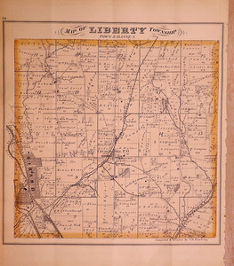Rare Antique 1874 Plat Map ~ Liberty Township, Trumbull County, Ohio - 14x17