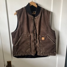 Carhartt V02 DKB brown work wear vest Size Large