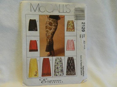 C-25 UNCUT 1999 McCALL S PATTERN 2129 MISSES SKIRT IN 2 LENGTHS 4,6,8