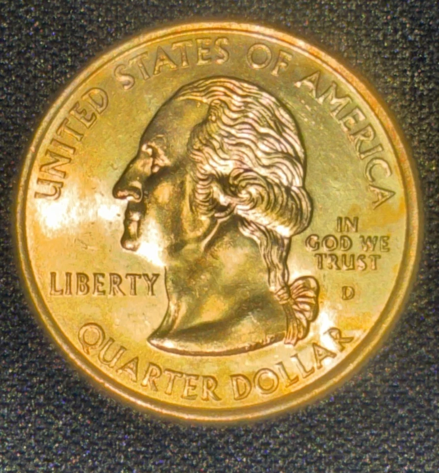 24k Uncirculated Gold Plated Massachusetts State Washington Quarter - Image 2 of 4