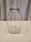 Vtg Milk Jug Glass One Gallon Square Bottle Metal Handle Reg G 741-2 #99