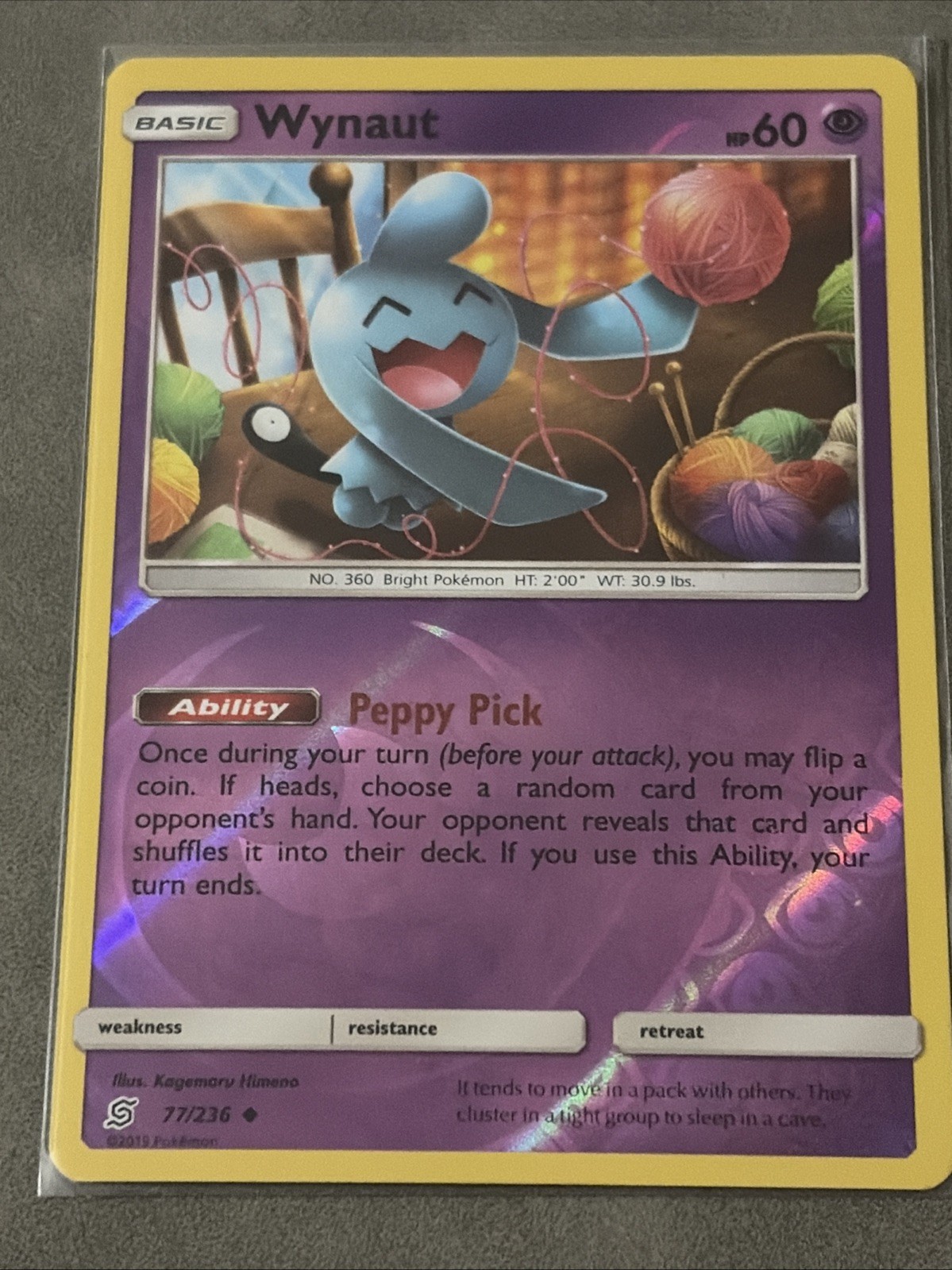 Pokemon TCG Unified Minds Wynaut 77/236 Reverse Holo