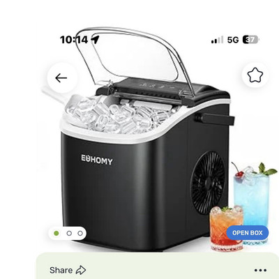 EUHOMY Portable Countertop Ice Maker Black 26 lb Removable Basket 120V