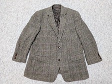 vintage HARRIS TWEED brown 46R donegal wool HERRINGBONE striped blazer BARUTTI
