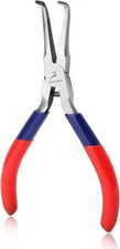 Bent Needle Nose Pliers With Serrated Jaw Mini Blue&red 
