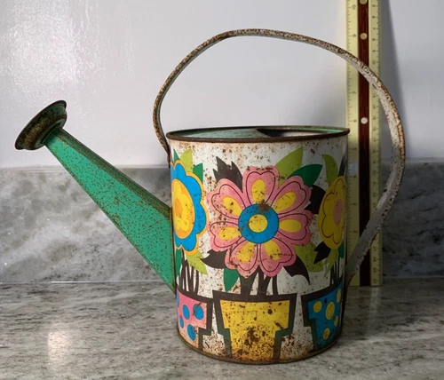 Vintage Ohio Art Flowers In Pots Watering Can