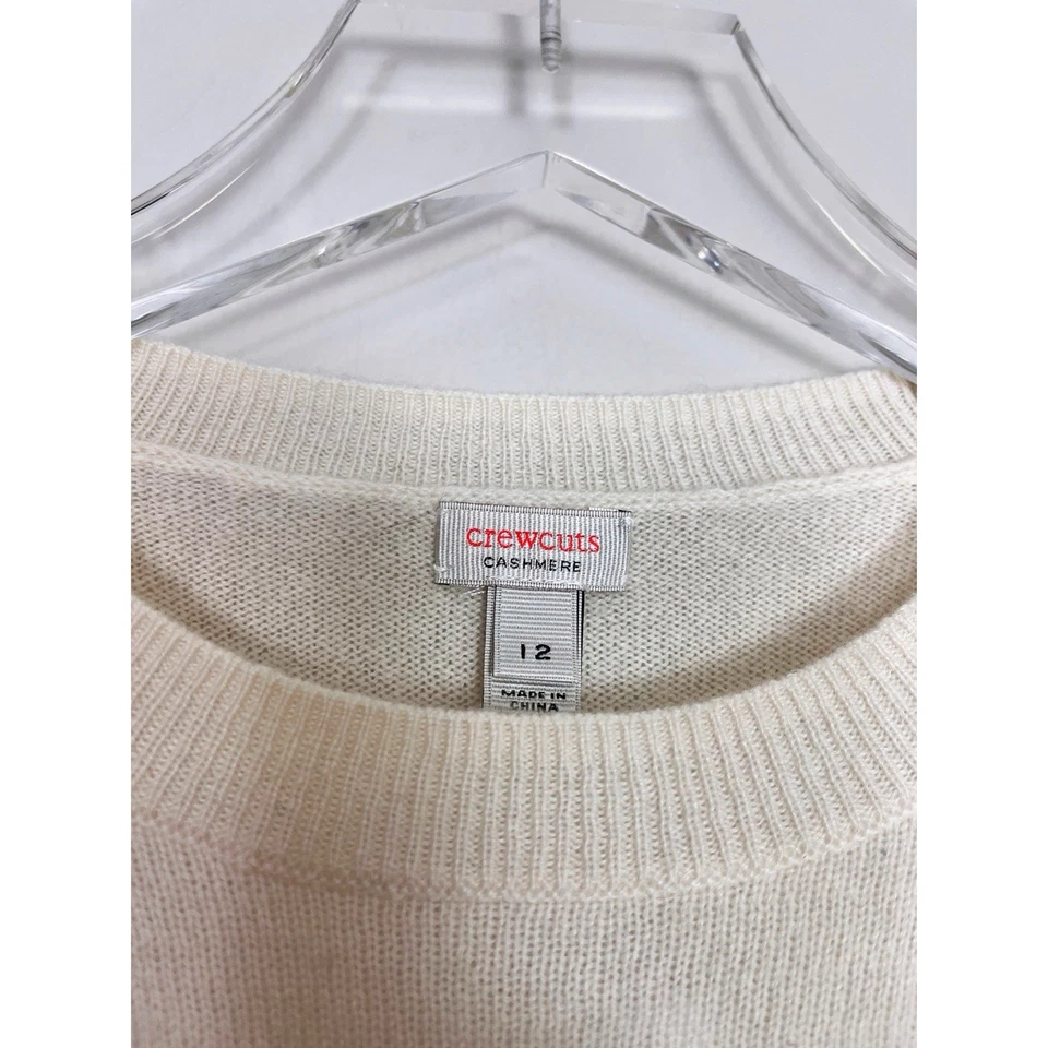 Suéter 100 % cachemir manga con volantes ramo blanco crema para niñas Crewcuts 12 nuevo con etiquetas Foto 3 de 4