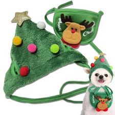 Dog Christmas Hat  Bandana, Dog Christmas Outfit Costumes, Santa Hat Scarf P...