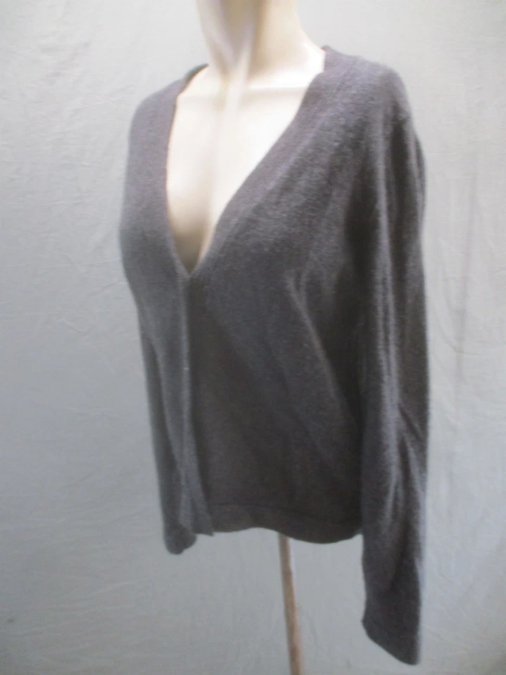 Cárdigan suave tejido con botones cuello en V gris 100 % cachemir talla L sin marca para mujer 656 Foto 3 de 4