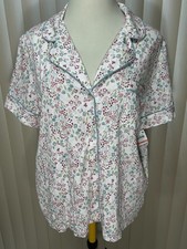 Charter Club Pajama Top XXXL Short Sleeve Button Down Collared Sleep Shirt PJs