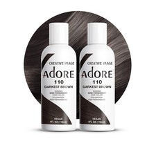  2 Pack Adore Semi Permanent Hair Dye Color 4oz  110 Darkest Brown 