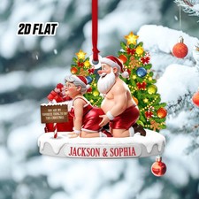 Personalized Funny Couple 2D Flat Ornament,Cute Christmas Keepsake for Partners