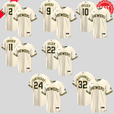 NWT Player Milwauk Brewers 2026 World Series Patch Champions Jersey Cream