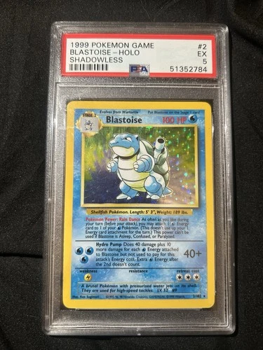 Pokémon TCG Blastoise Base Set 2/102 Holo PSA 5