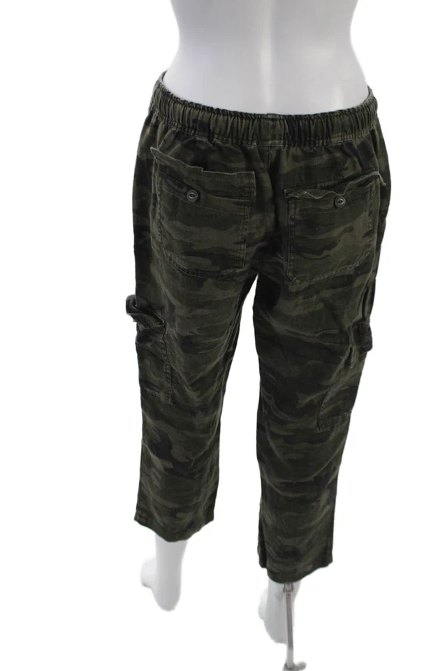 Pantalones cargo Sanctuary X Anthropologie para mujer de lino camuflaje verde talla XS Foto 3 de 4