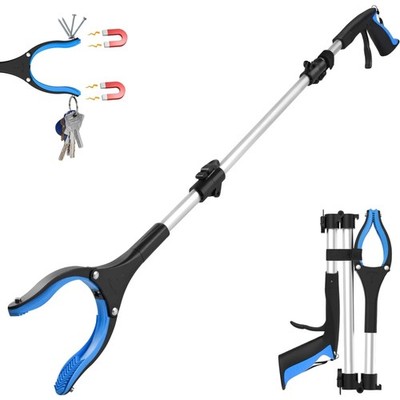 Platzsparende 91cm Greifzange für Senioren - Ergonomisch mit 360° Drehkopf, Blau