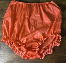 Vtg Panties Double Nylon Gusset Second Skin Adonna Coral Ruffle Leg Sz 34 Penney