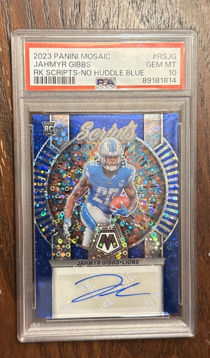 Jahmyr Gibbs Panini Mosaic Rookie Scripts #RSJG No Huddle Blue