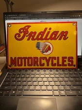 Original Indian Motorcycle Sign (year unknown) Porceline Single Sided 12x8