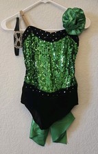 Adult Green and Black Tap Dance Costume Size Child Large 