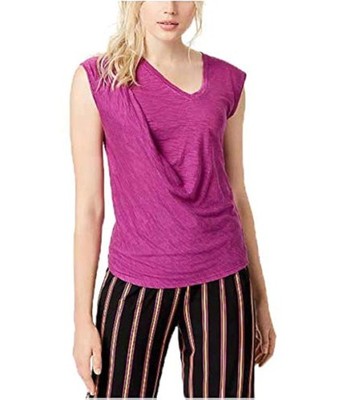 bar III Womens SS Twist Slub Basic T-Shirt