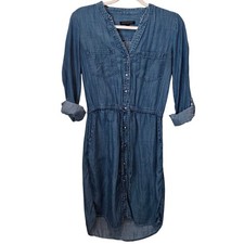 Banana Republic Chambray Denim Shirt Dress | Button Front Long Sleeve Midi