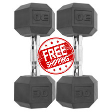 CAP Barbell Rubber 30 Lb Pair Set of 2 Coated Hex Dumbbells Weights 60 Pounds