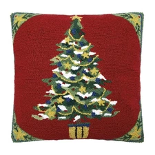 Peking Handicraft - Christmas Tree with Stars  18" Pillow - 31SERX517C18SQ