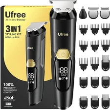 Ufree 3-in-1 Beard Trimmer Kit, Men's Electric Shaver Razor for Mustache Body No