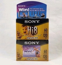 Sony Hi8 HMP Video Tapes 2 Pack 60 Min Digital 8 / 120 Min Hi8 New Sealed